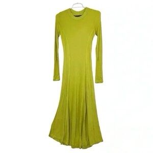 Enza Costa Silk Viscose Flare Dress Small Long Sleeve Ribbed Minimalist NWOT